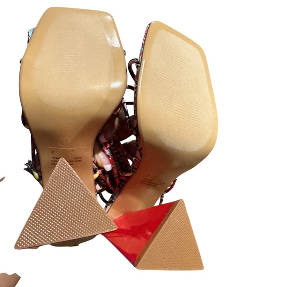 Cape Robbin Multicolor Graphic Heels Colorful Lace Up Size 7 Ankle Tie - Picture 7 of 8